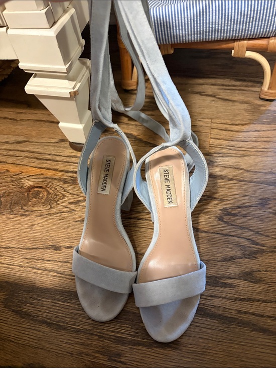 Steve Madden Shoes - Steve Madden Light Blue Suede Ankle-Tie Heels